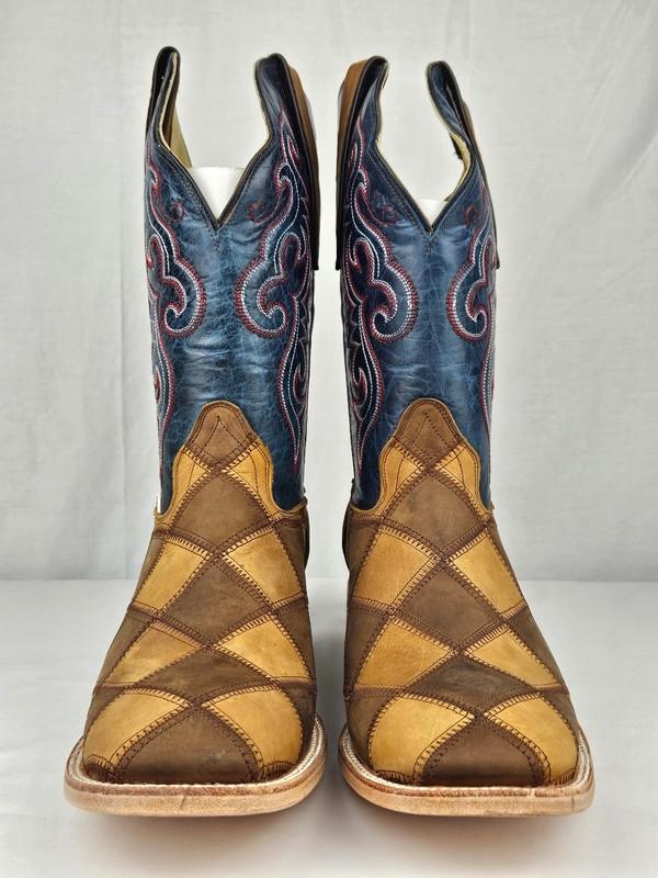 Rockin Leather Crazy Horse Style 1151 Brown/Tan/Blue Leather Size 11.5D