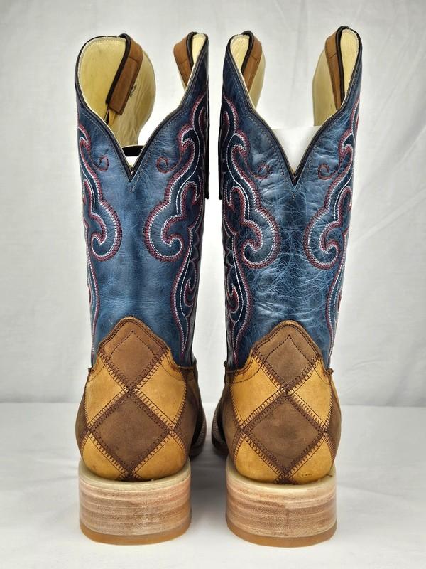 Rockin Leather Crazy Horse Style 1151 Brown/Tan/Blue Leather Size 11.5D