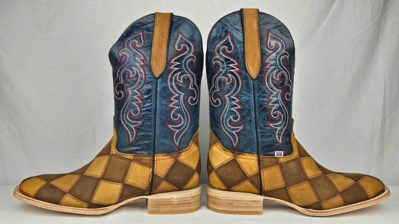 Rockin Leather Crazy Horse Style 1151 Brown/Tan/Blue Leather Size 11.5D