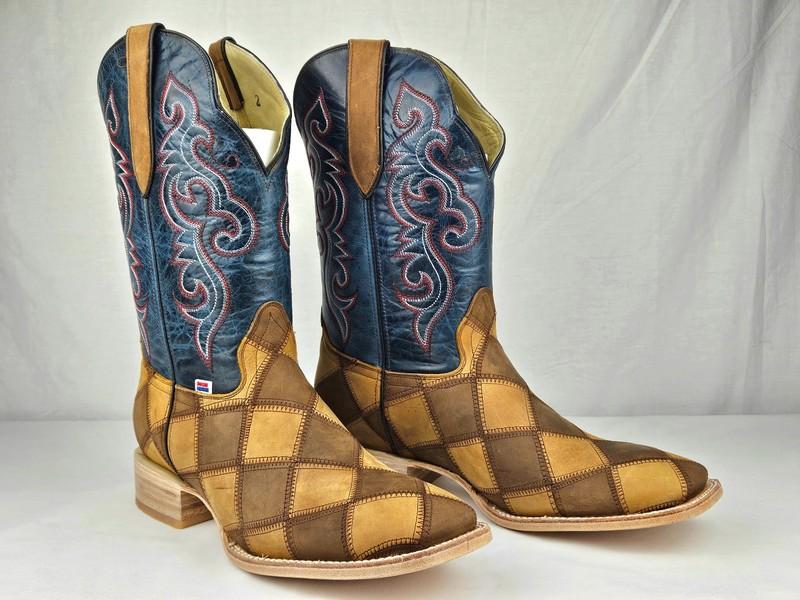 Rockin Leather Crazy Horse Style 1151 Brown/Tan/Blue Leather Size 11.5D