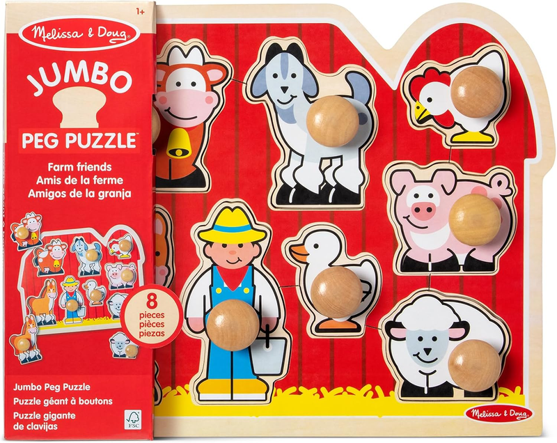 Rompecabeza Madera Perillas Jumbo Animales Granja Bebes 1 Anos Juguete Educativo