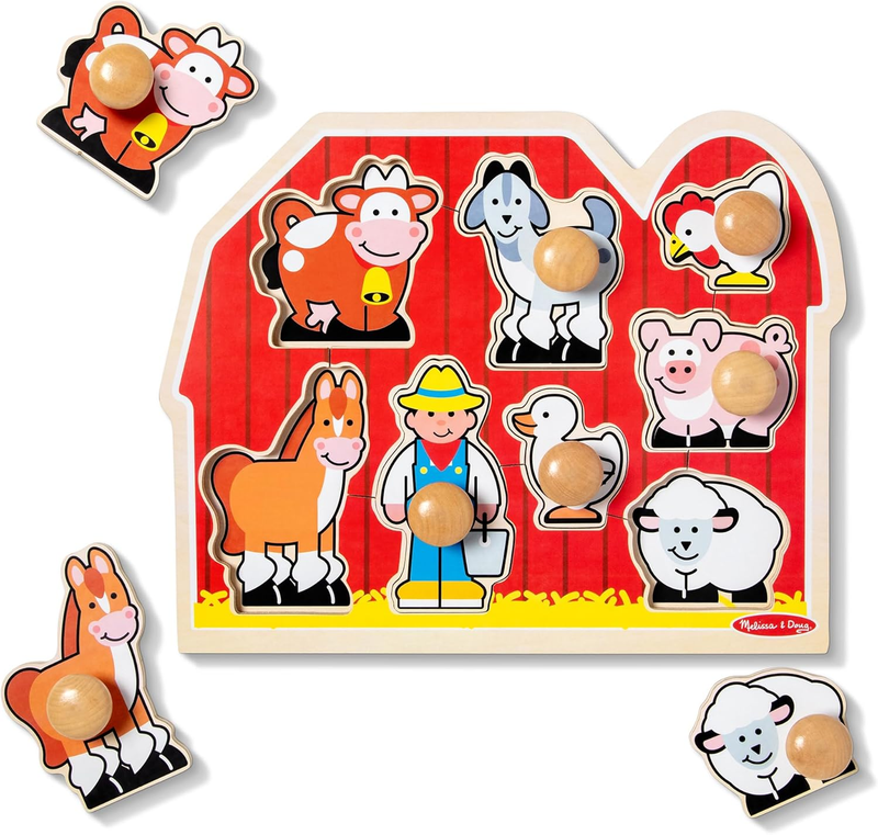 Rompecabeza Madera Perillas Jumbo Animales Granja Bebes 1 Anos Juguete Educativo
