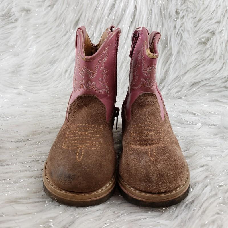 ROPER Brown Pink Toddler Boots Side Zip Size 5