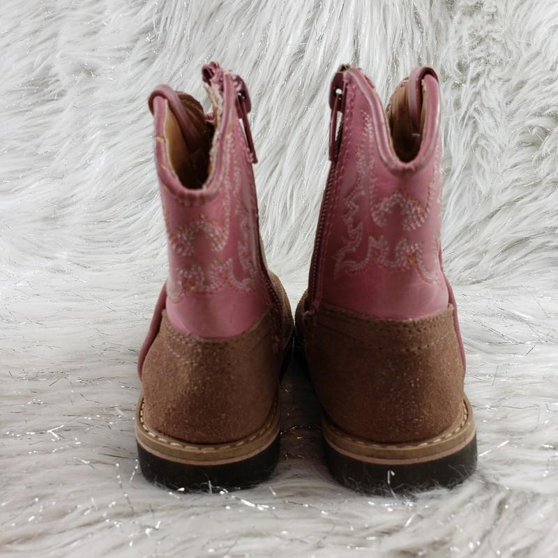 ROPER Brown Pink Toddler Boots Side Zip Size 5