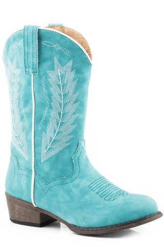 Roper Kids Unisex Taylor Turquoise Faux Leather Cowboy Boots