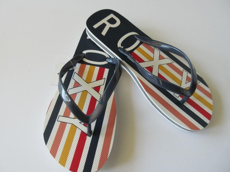 Roxy Women's Flip Flop Sandal Starfish V Multi Color Stripes Various Sizes NWT