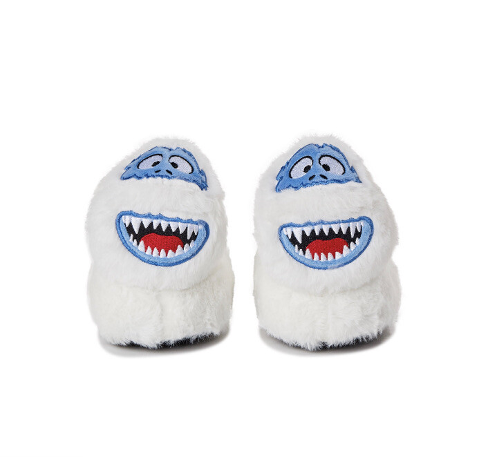 Rudolph The Red Nosed Reindeer Bumble Infant Size 7-8 White Plush Slippers