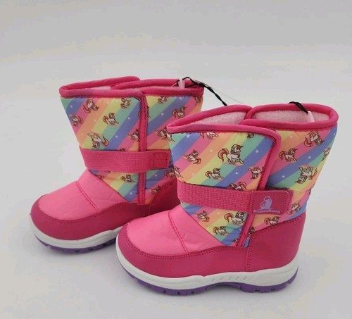 Rugged Bear Toddler Girl’s Snow Winter Boots Unicorn Rainbow Pink Size 10