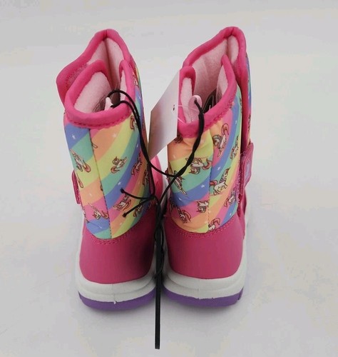 Rugged Bear Toddler Girl’s Snow Winter Boots Unicorn Rainbow Pink Size 10