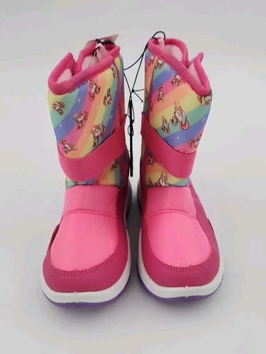 Rugged Bear Toddler Girl’s Snow Winter Boots Unicorn Rainbow Pink Size 10