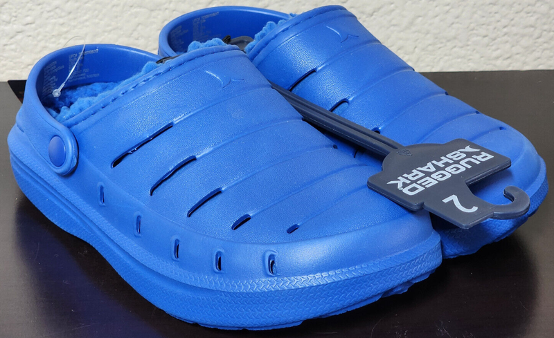 Rugged Shark Big Boys Royal Blue Lined EVA Clog Size 2 NEW WITHOUT BOX