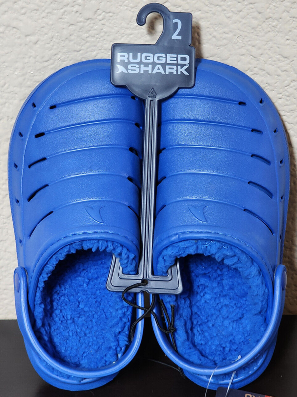 Rugged Shark Big Boys Royal Blue Lined EVA Clog Size 2 NEW WITHOUT BOX