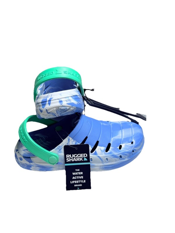 Rugged Shark Shark Week Clog Big Boys Size 4 Great White Shark Blue New W/ Tags