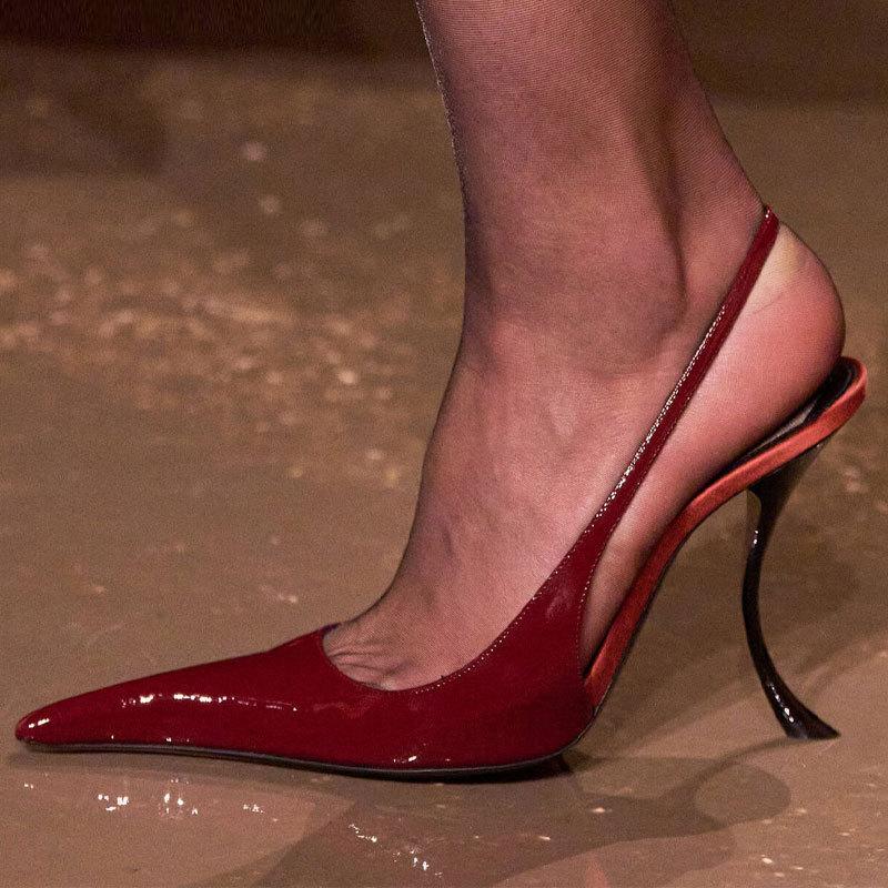 Runway Womens Pointed Toe Slingback Strange High Stiletto Heel Sandals Nightclub