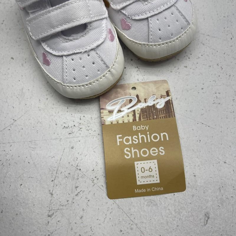 Rvrovic White Canvas Colorful Heart Embroidered Sneakers Infant Size 0-6 Months