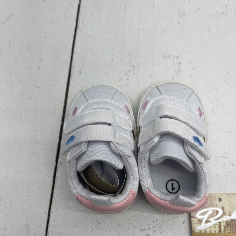 Rvrovic White Canvas Colorful Heart Embroidered Sneakers Infant Size 0-6 Months
