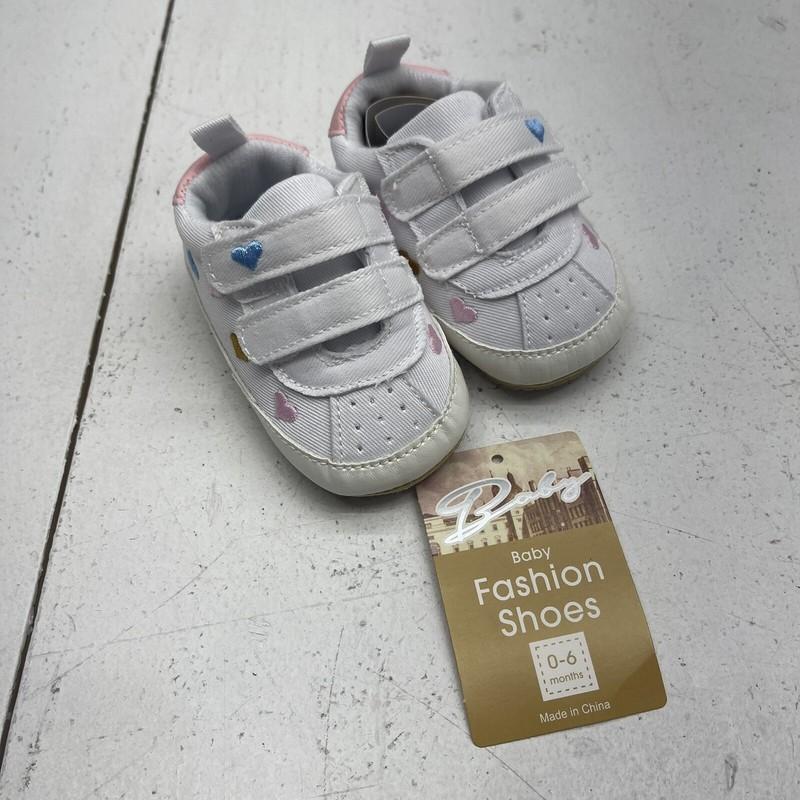 Rvrovic White Canvas Colorful Heart Embroidered Sneakers Infant Size 0-6 Months