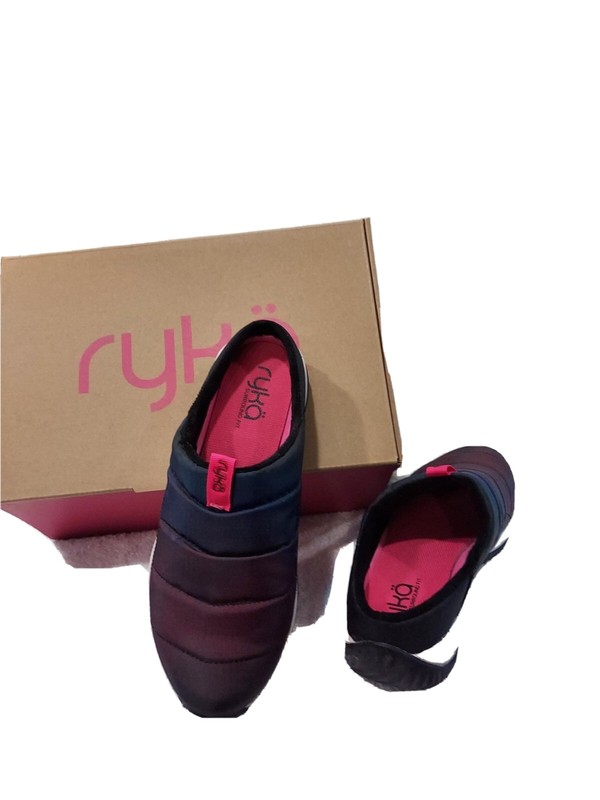 Ryka US Size 6M Womens Echo Puff BLACK MULTI Mules Shoes Slides NIB