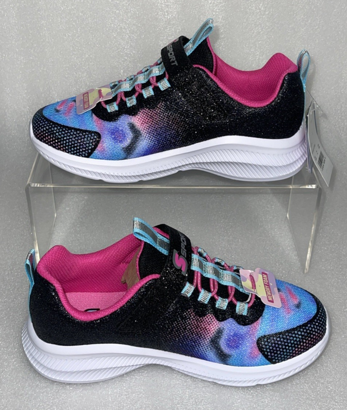 S Sport By Skechers Cora Black & Multicolor Tie Dye Sneakers Girls Size 2 NEW