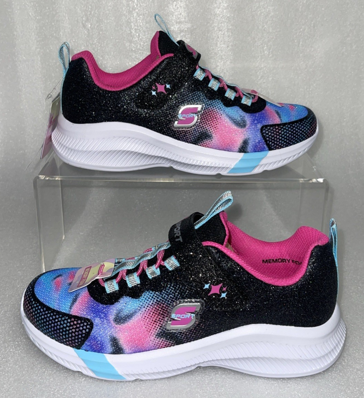 S Sport By Skechers Cora Black & Multicolor Tie Dye Sneakers Girls Size 2 NEW