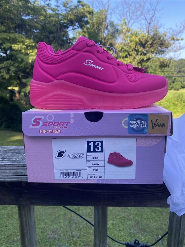S Sport by Skechers Girls Sneakers - Size 13 - Pink Conny Style - Memory Foam
