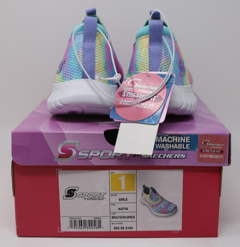 S Sport By Skechers Katya Multicolored TYE DYE Slip On Shoes Girl's Size 1 NWB