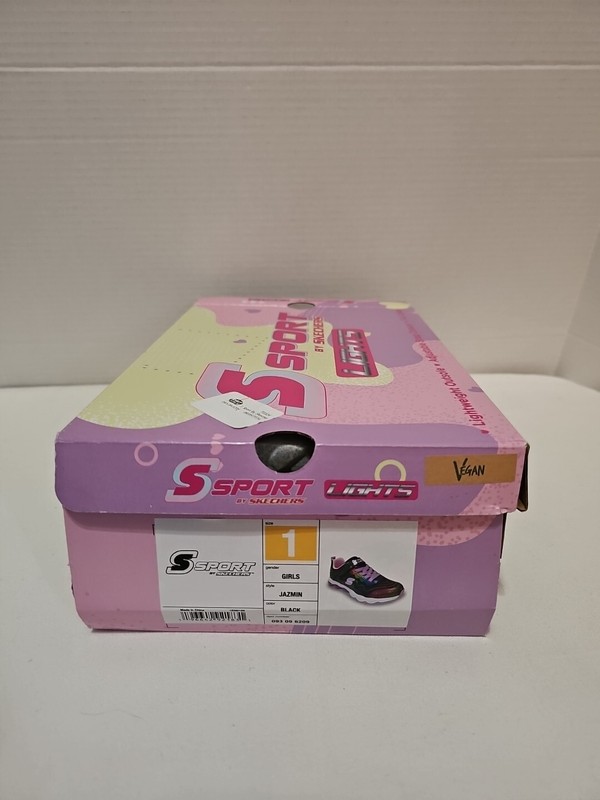 S Sport By Skechers LIGHTS Girls' Jazmin COLORFUL/BLACK Sneakers ~Size 1