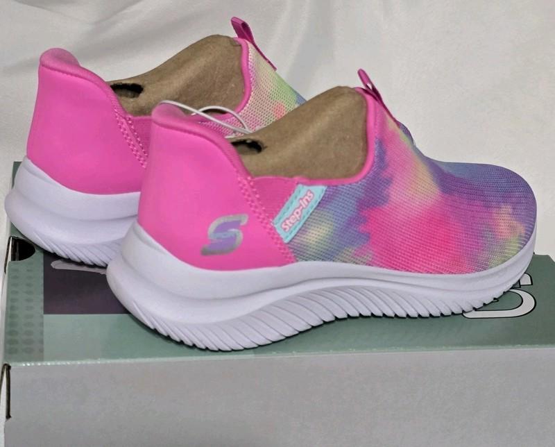 S Sport Skechers Girls Size 1 Hands Free Step-Ins Slip-On Tie Dye Pink BAILY