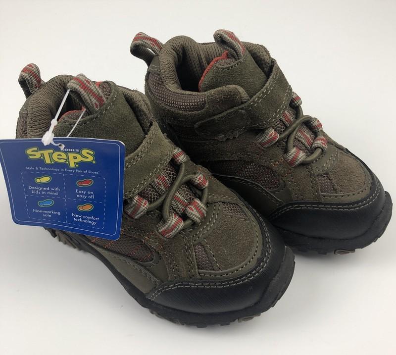 S.T.E.P.S Kohl’s Boots Boys Brown Ankle Easy Off & On Size 7 Comfort NWT
