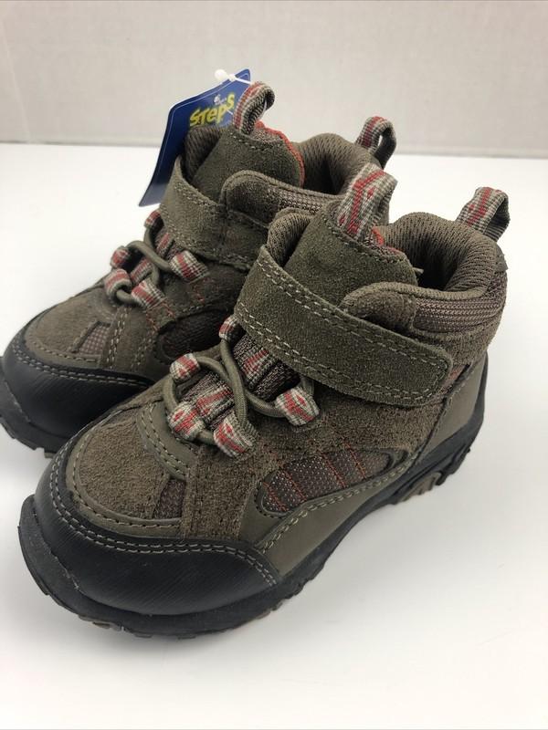 S.T.E.P.S Kohl’s Boots Boys Brown Ankle Easy Off & On Size 7 Comfort NWT