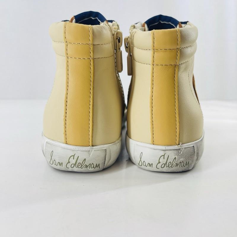 Sam Edelman Avon Eggshell Cognac Brown Navy Kids High Tops Kids Youth SZ 13 M