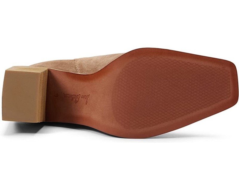 Sam Edelman Emalia Taupe Block Heel Pointed Toe Pull On Leather Ankle Boots