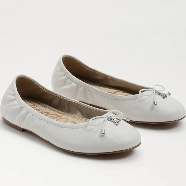 Sam Edelman Girls' Felicia Ballet Flat - White Leather - Size 12