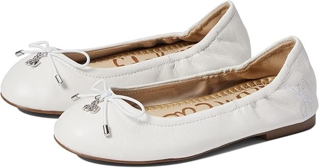 Sam Edelman Girls' Felicia Ballet Flat - White Leather - Size 12