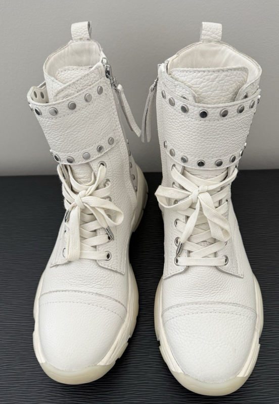 Sam Edelman Resnie Studded Pebbled Leather High Top Sneakers White Women 8