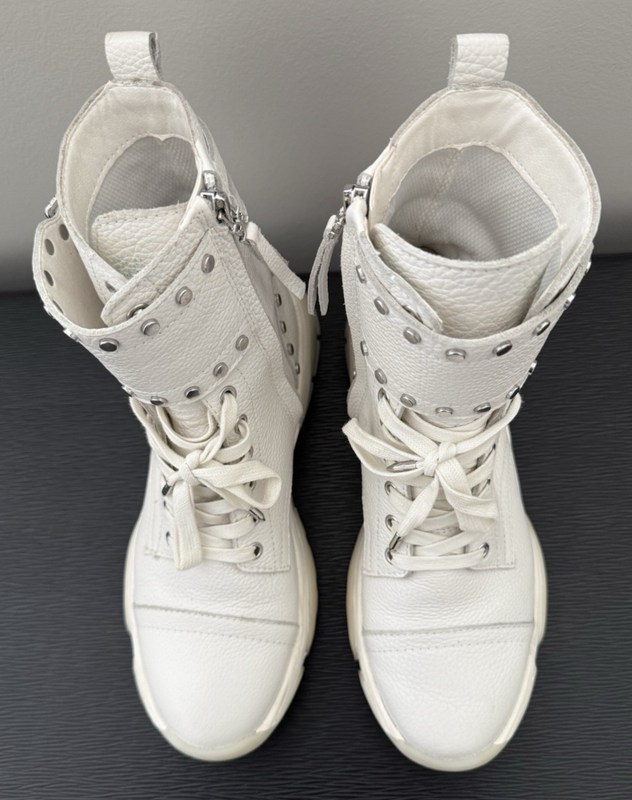 Sam Edelman Resnie Studded Pebbled Leather High Top Sneakers White Women 8