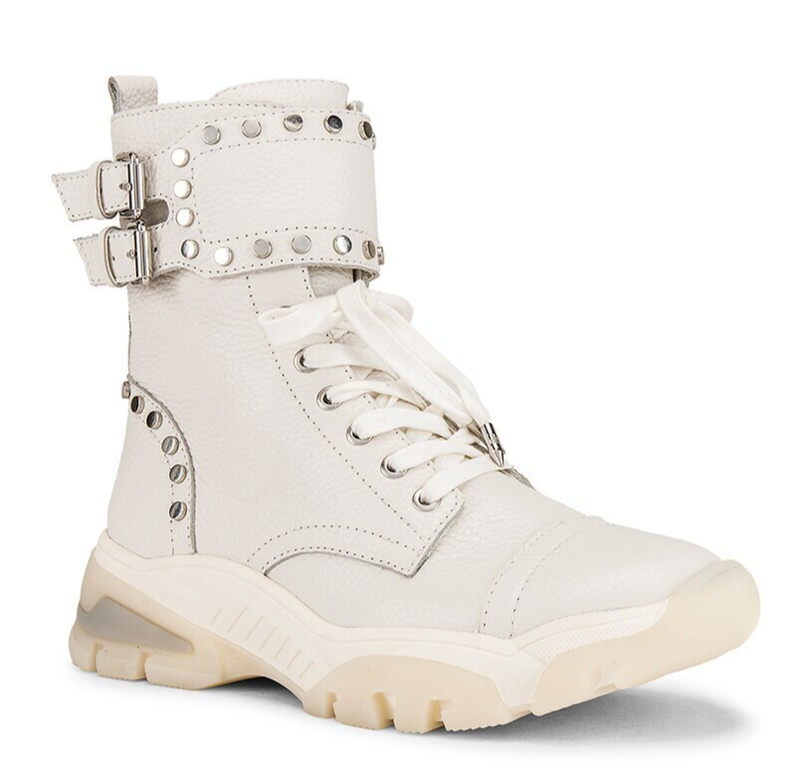 Sam Edelman Resnie Studded Pebbled Leather High Top Sneakers White Women 8