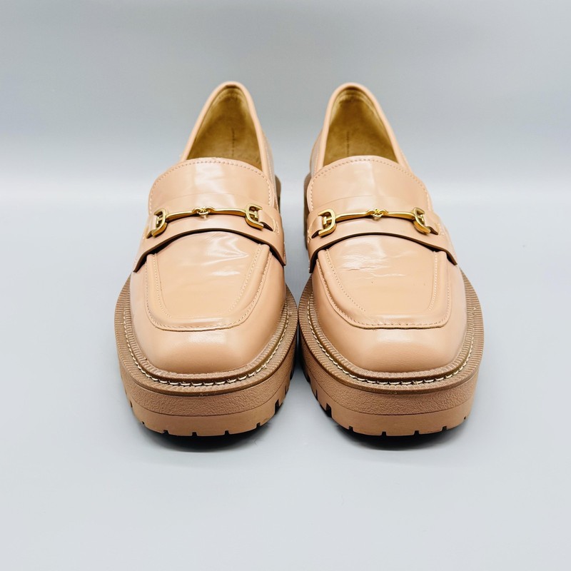 Sam Edelman Shoes Womens 8.5 Nude Beige Leather Loafers Platform Lug Sole