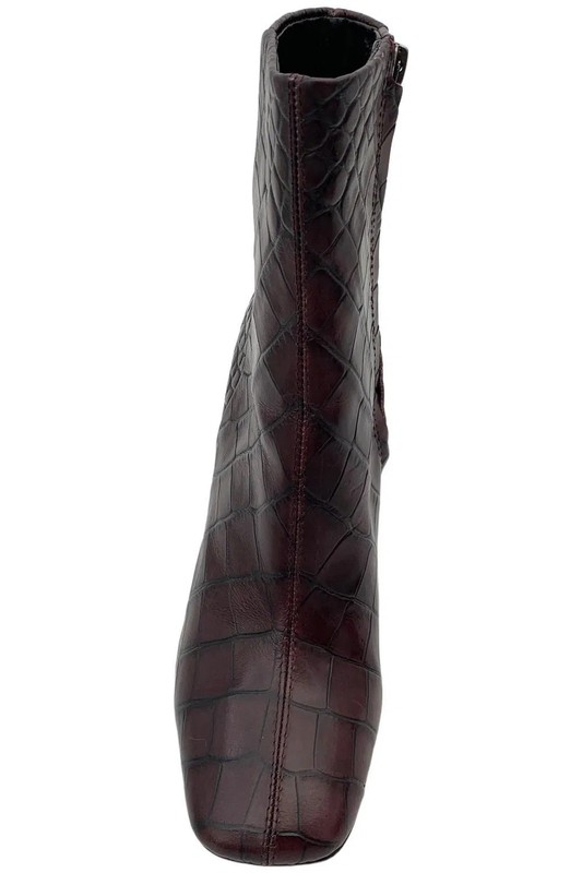 Sam Edelman Snake Print Heeled Ankle Boots Codie Merlot Crocco