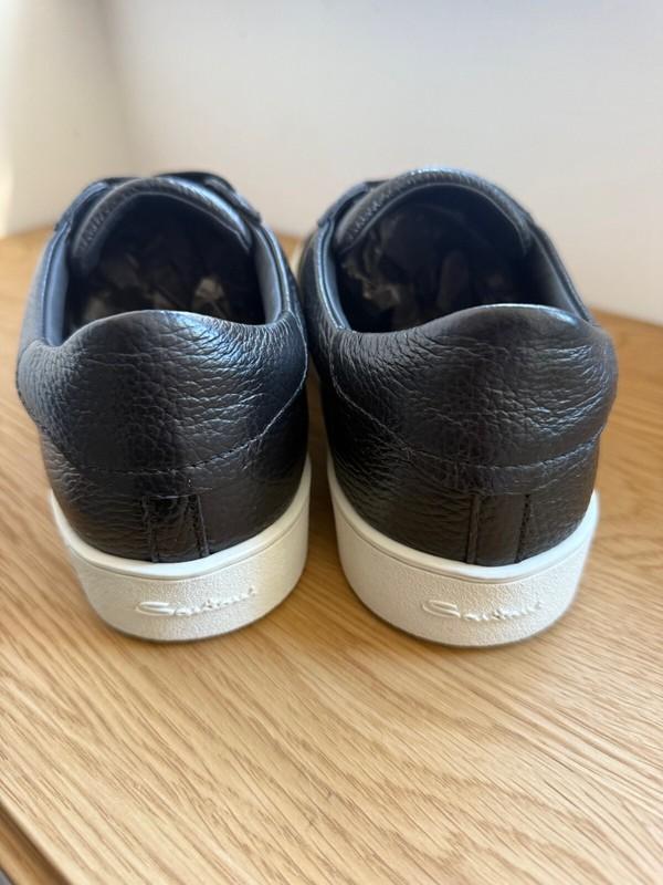 Santoni Black Leather Sneakers / Shoes /canvas / Made In Italy / 41EU / 8US