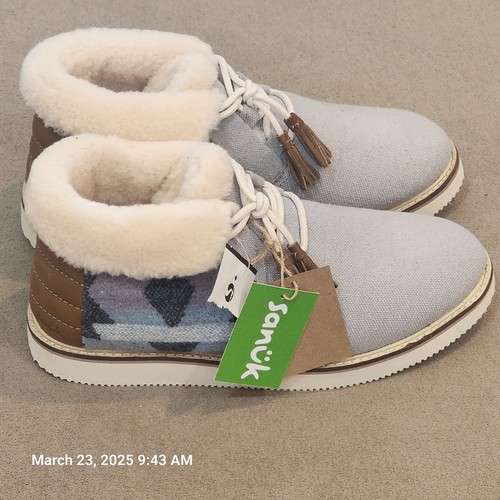 Sanuk Cozy Vibe Southwest Shoe Mid Womens Size 10 Faux Fur Boot New Comfort Tags