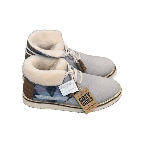 Sanuk Cozy Vibe Southwest Shoe Mid Womens Size 10 Faux Fur Boot New Comfort Tags