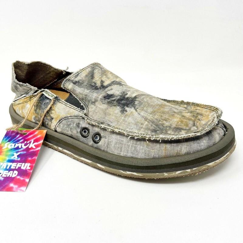 Sanuk X Grateful Dead Vagabond ST Tie Dye Hemp Surfer Slip On Comfort Shoes