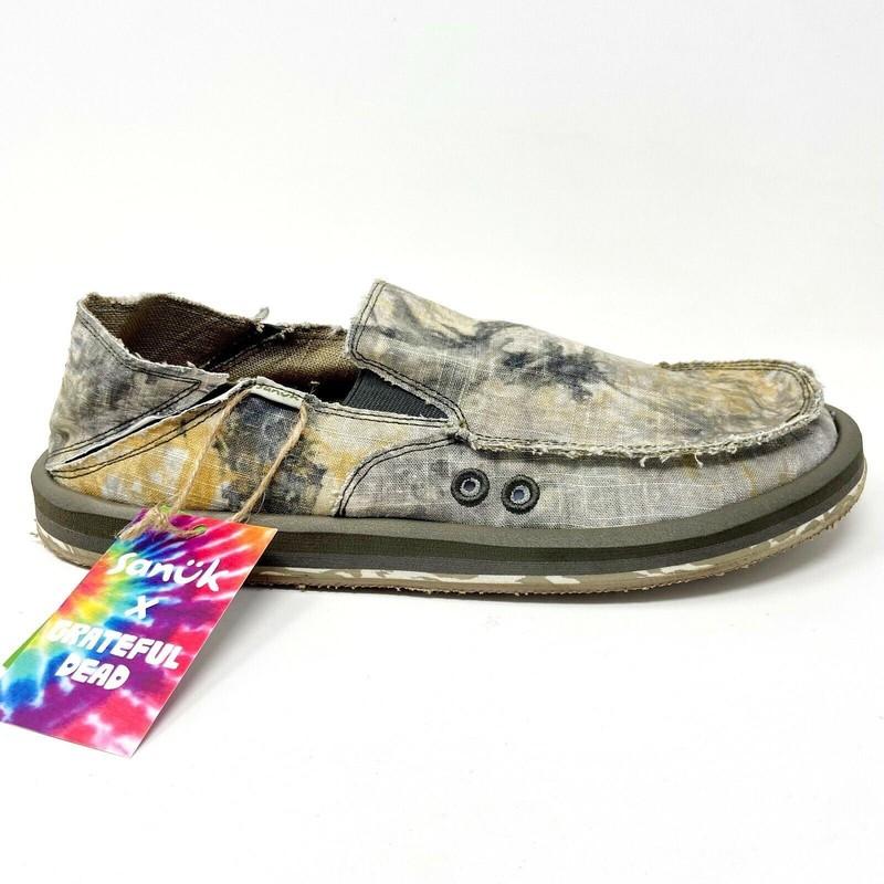 Sanuk x Grateful Dead Vagabond ST Tie Dye Hemp Surfer Slip On Comfort Shoes