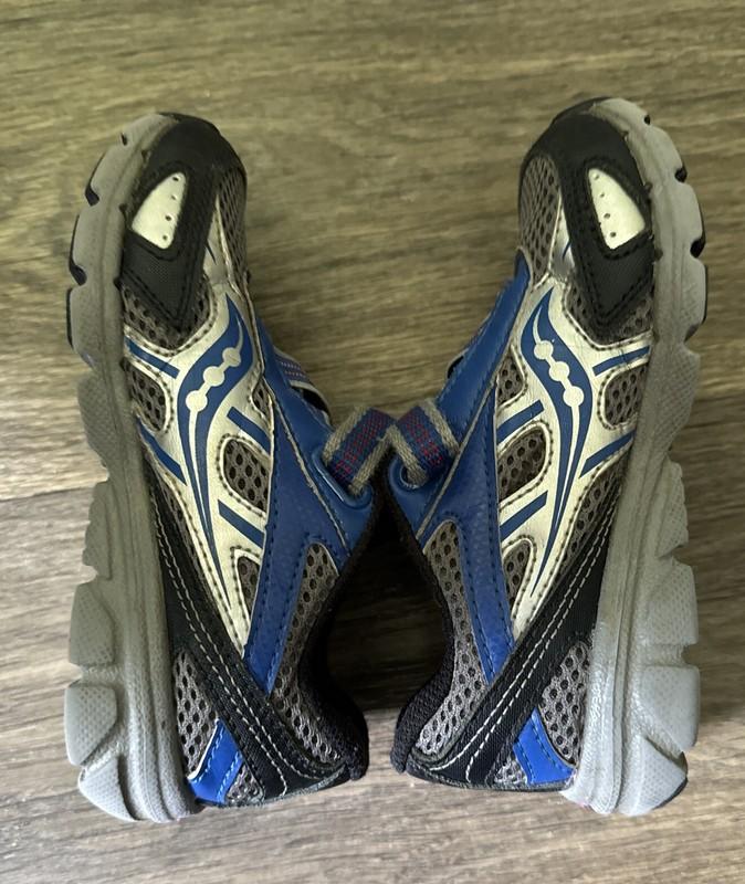 Saucony Ride 6 Sneakers Hook Loop Gray Blue Youth Boys Sz 9.5 School Shoes