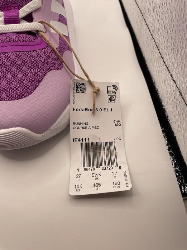 Scarpe Bambina Adidas Fortarun 3.0 Girls Purple Sneakers Size 9.5 NEW