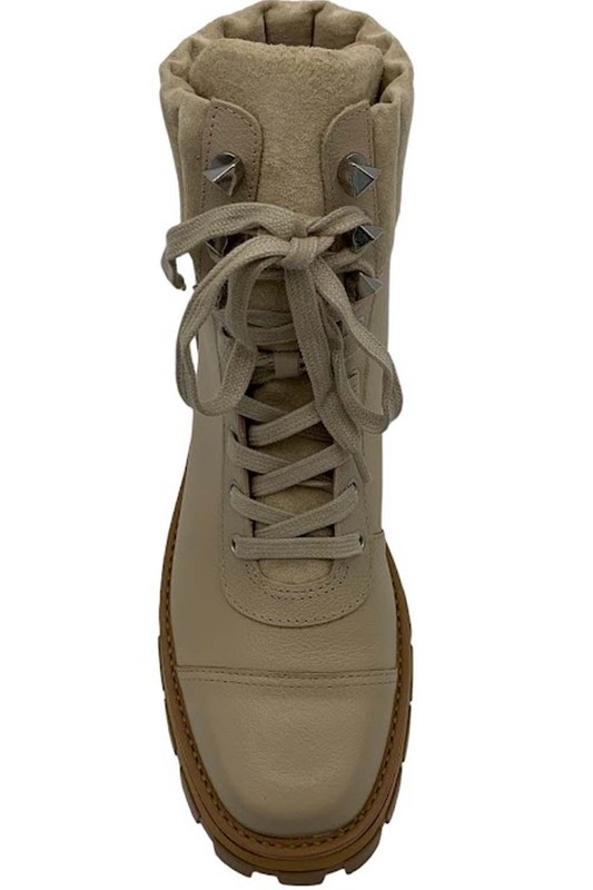 Schutz Leather Lace Up Hiker Boots Sutton Oyster