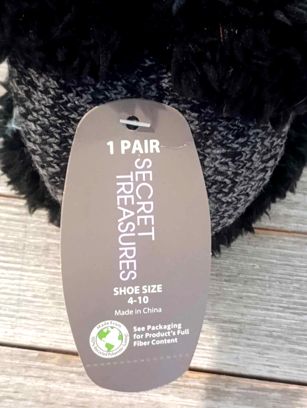 Secret Treasures Black Cat Slipper Socks Faux Fur Women's Size 4-10