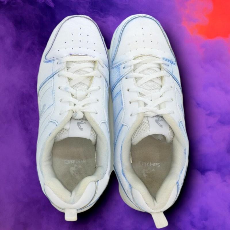 Shaq Athletic Boys Pre-owned White And Blue Basketball Sneakers - Sz. 6