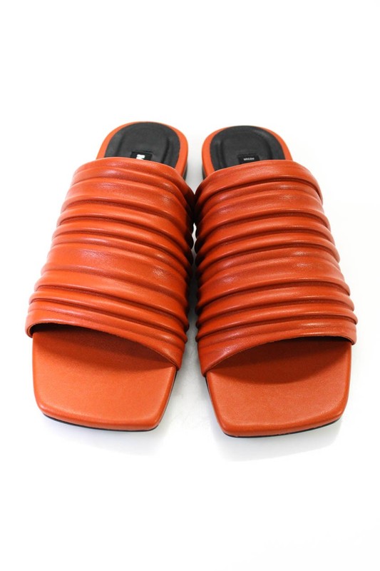 Simon Miller Womens Vegan Pleated Slit Slides - Sepia Brown Size 39